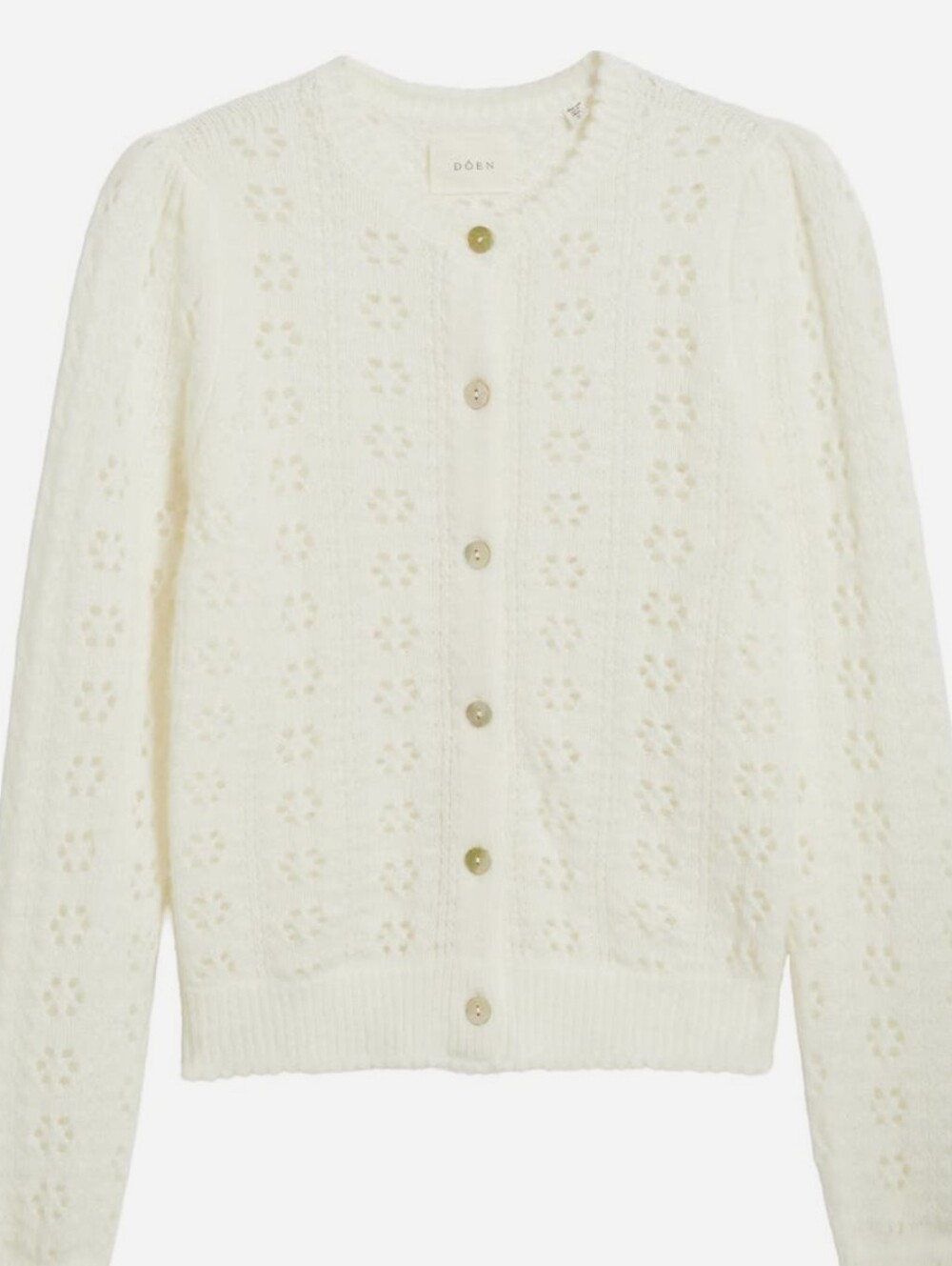 PRICE IS FIRM - DOEN Emery Pointelle Cardigan XL In Swan - Picture 10 of 12